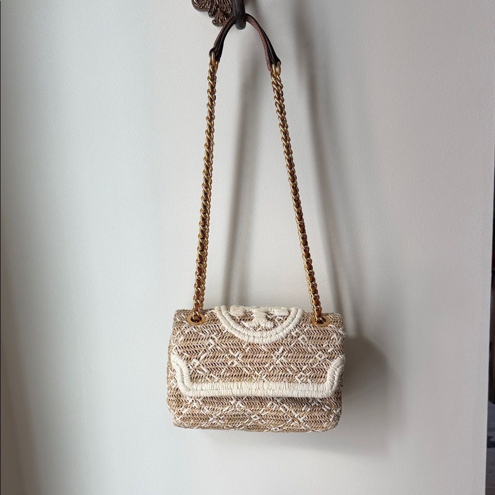 Tory Burch Straw Fleming bag